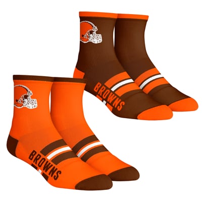  Cleveland Browns Rock Em Socks Youth 2-Pack Multi Stripe Quarter Socks Set