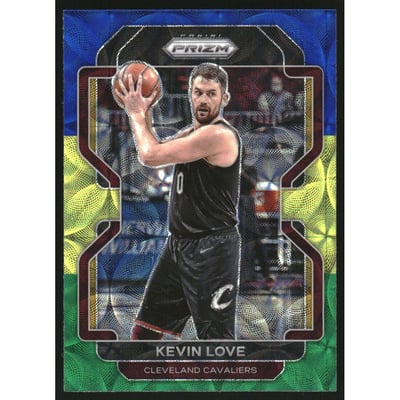 2021-22 Panini Prizm Prizms Choice Blue Yellow and Green #115 Kevin Love