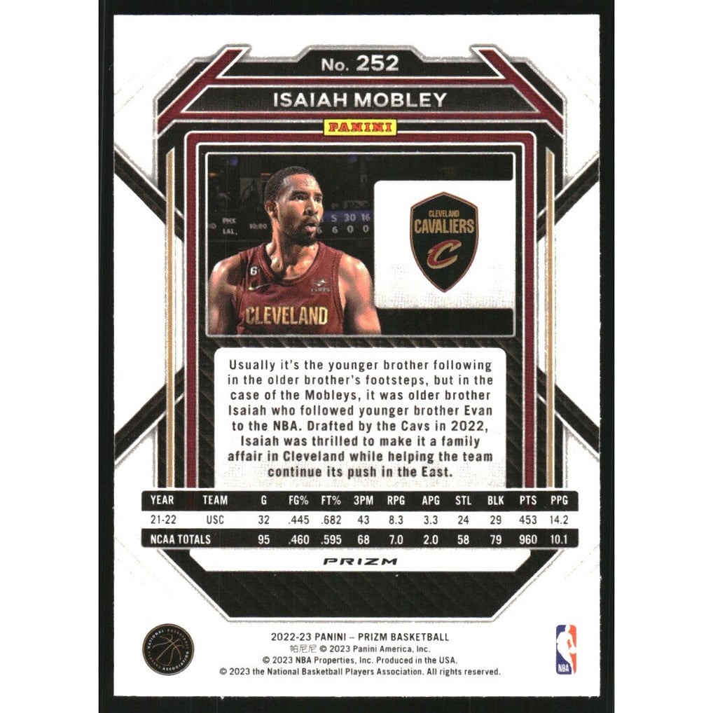 2022-23 Panini Prizm Prizms Ruby Wave #252 Isaiah Mobley