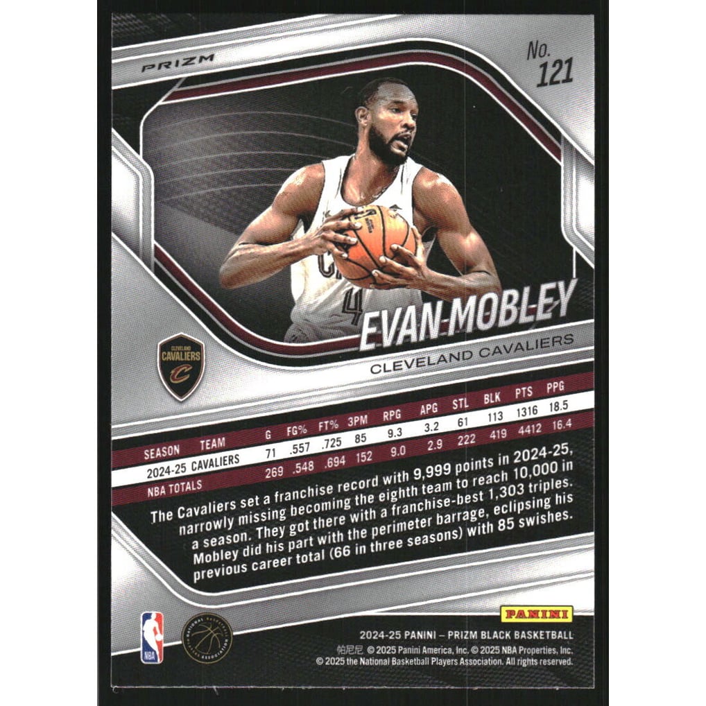 2024-25 Panini Prizm Black Prizms Ruby Wave #121 Evan Mobley