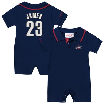 LeBron James Cleveland Cavaliers Mitchell & Ness Infant Retro Roots Player Rugby Romper - Navy