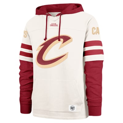  Cleveland Cavaliers '47 Split Zone Cornerback Duo Fleece Hoodie - Cream/Wine