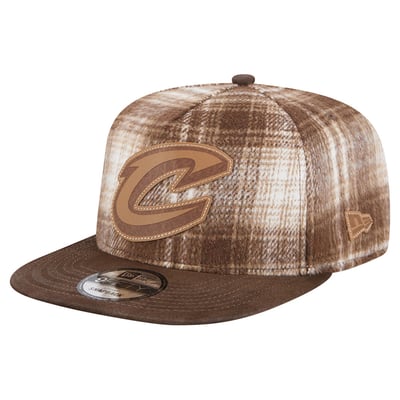 Cleveland Cavaliers New Era Plaid 9FIFTY A-Frame Adjustable Hat - Brown