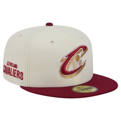 Cleveland Cavaliers New Era Deceptor 59FIFTY Fitted Hat - Cream/Wine