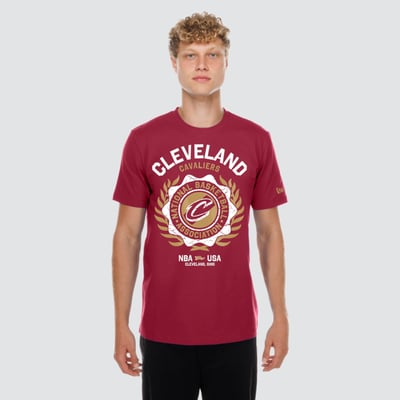  Cleveland Cavaliers New Era Laurel Crest Flocking T-Shirt - Wine