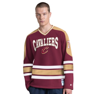 Cleveland Cavaliers Starter Puck Drop Long Sleeve V-Neck T-Shirt - Wine