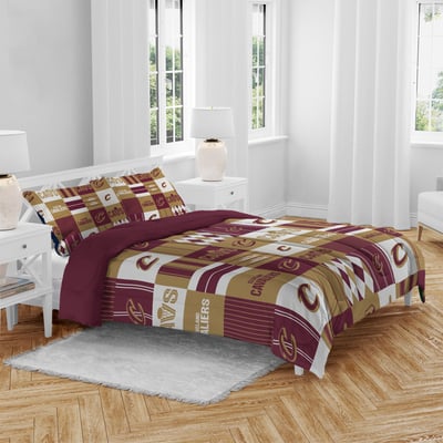 Cleveland Cavaliers Pegasus Patchwork Plaid Three-Piece Full/Queen Bed in a Bag Set