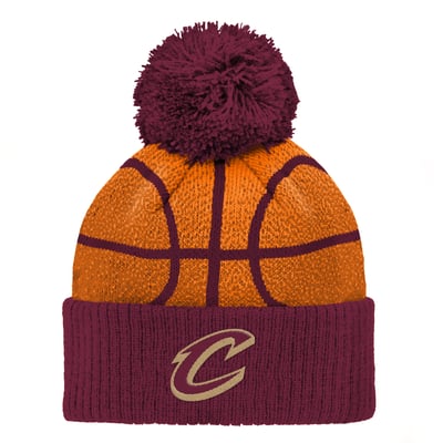 Cleveland Cavaliers Preschool Basketball Head Cuffed Knit Hat with Pom - Wine