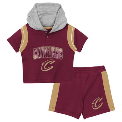 Cleveland Cavaliers Outerstuff Toddler Get Back Short Sleeve Hoodie & Shorts Two-Pack Set - Wine