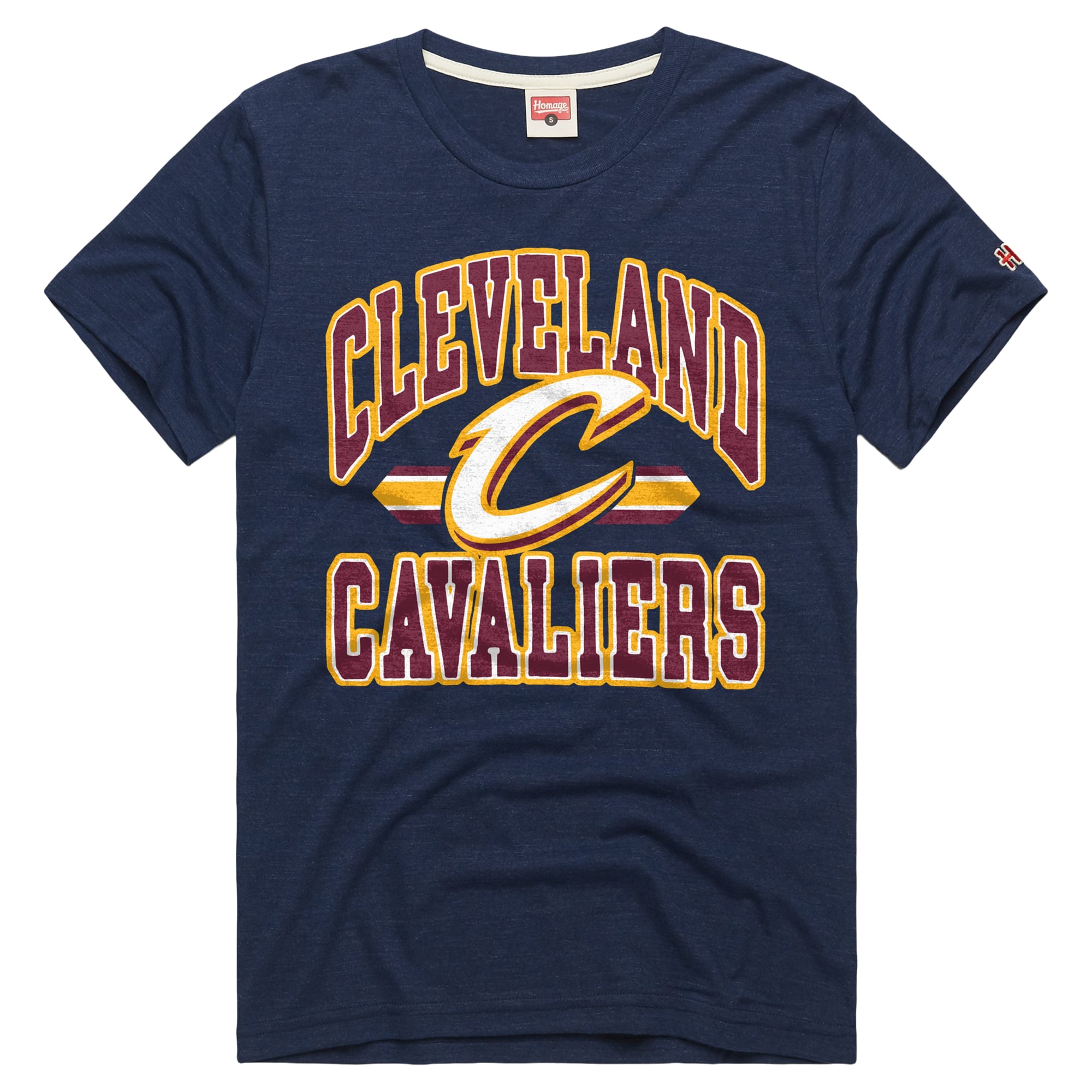 Cleveland Cavaliers Homage Unisex Stripes Tri-Blend T-Shirt - Navy