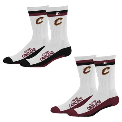  Cleveland Cavaliers Starter Unisex Two-Pack Stripe Top End Crew Socks