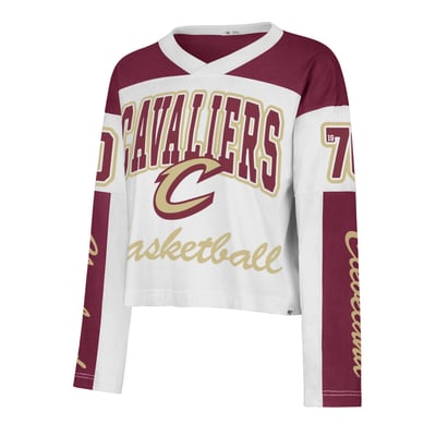  Cleveland Cavaliers '47 Women's Cropped Exclamation Metro Jersey Long Sleeve T-Shirt - White