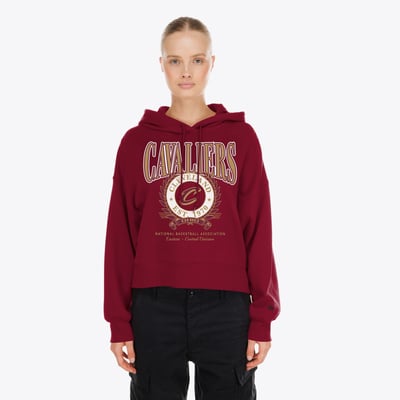 Cleveland Cavaliers New Era Women's Dolman Sleeve Boxy Pullover Hoodie - Wine