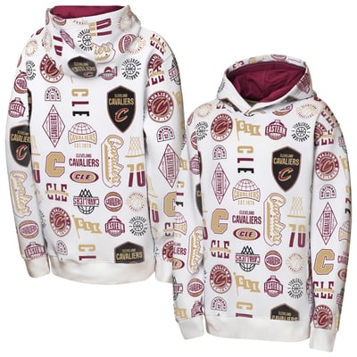 Cleveland Cavaliers Outerstuff Youth 3-and-D Allover Hoodie - White