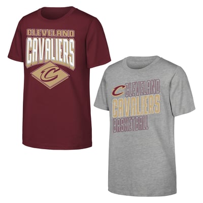 Cleveland Cavaliers Outerstuff Youth Trench Kings 2-Pack T-Shirt Set - Wine/Gray
