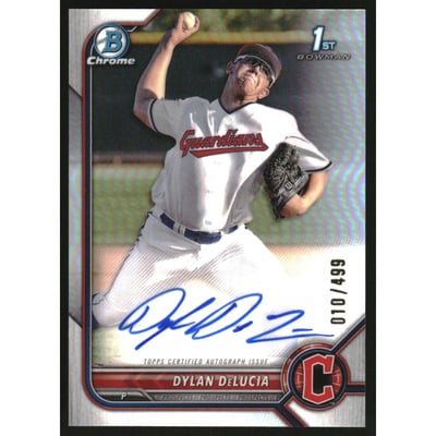 2022 Bowman Chrome Draft Autographs Refractors #CDADDA Dylan DeLucia