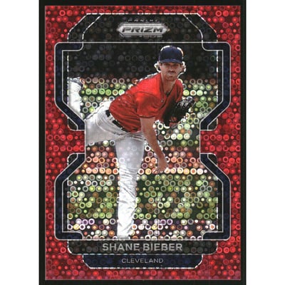 2022 Panini Prizm Prizms Red Donut Circles #192 Shane Bieber T2