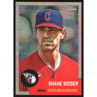 2022 Topps Chrome Platinum Anniversary Rose Gold Refractors #189 Shane Bieber