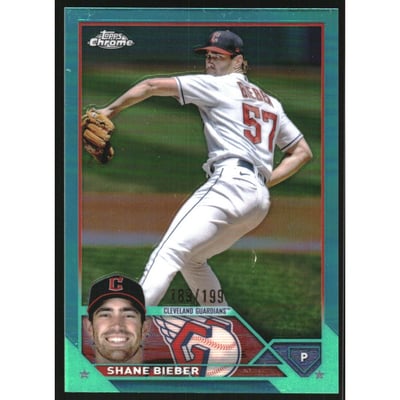 2023 Topps Chrome Aqua Refractors #118 Shane Bieber