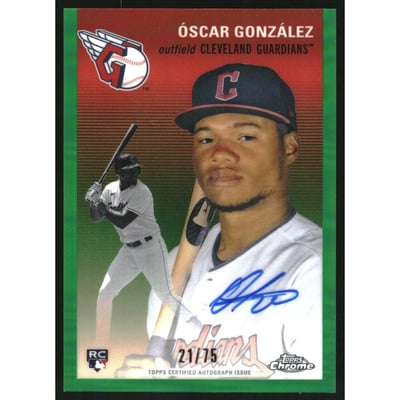 2023 Topps Chrome Platinum Anniversary Autographs Green Refractors #CPAOG Oscar Gonzalez
