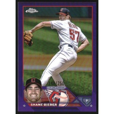 2023 Topps Chrome Purple Refractors #118 Shane Bieber