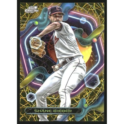 2023 Topps Cosmic Chrome Gold Intersteller Refractors #187 Shane Bieber