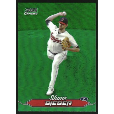 2024 Stadium Club Chrome Green Refractors #66 Shane Bieber
