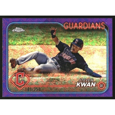 2024 Topps Chrome Logofractor Purple Refractors #30 Steven Kwan