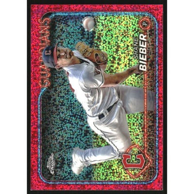 2024 Topps Chrome Magenta Speckle Refractors #149 Shane Bieber