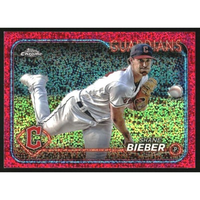 2024 Topps Chrome Magenta Speckle Refractors #149 Shane Bieber