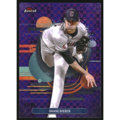 2025 Finest Purple Checkerboard Refractors #179 Shane Bieber