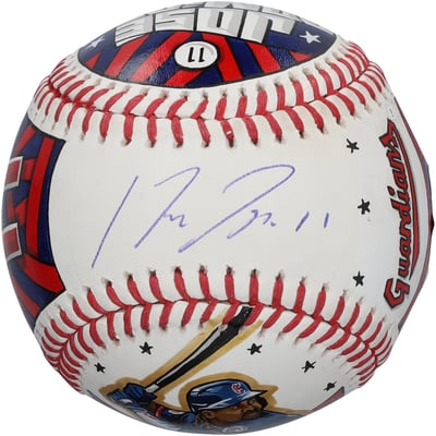 Jose Ramirez Cleveland Guardians Autographed Fanatics Authentic Baseball - Art by Mike Floyd - Limited Edition #1/1