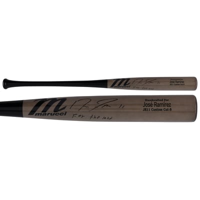 Jose Ramirez Cleveland Guardians Autographed Fanatics Authentic Marucci Game Model Bat with "FOR THE LAND" Inscription