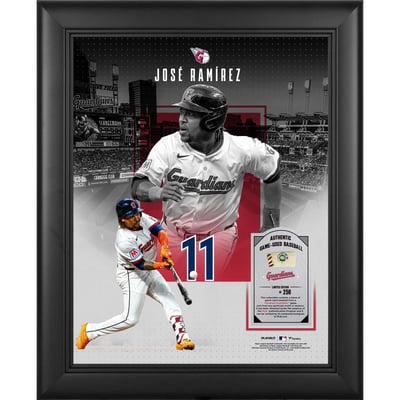 Jose Ramirez Cleveland Guardians Fanatics Authentic Framed 11" x 14" Showcase Collage with a Piece of Game-Used Ball - Limited Edition of 250