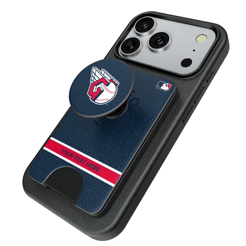 Cleveland Guardians Keyscaper Personalized Solid PopSockets Magnetic Wallet