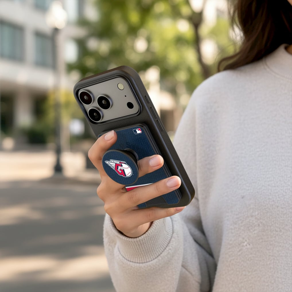 Cleveland Guardians Keyscaper Personalized Solid PopSockets Magnetic Wallet