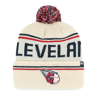 Cleveland Guardians '47 Quattrle Cuffed Knit Hat with Pom - Natural