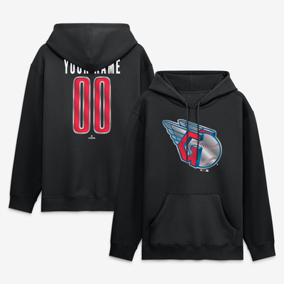 Cleveland Guardians Big & Tall Forged Mascot Personalized Name & Number Hoodie - Black