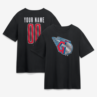 Cleveland Guardians Big & Tall Forged Mascot Personalized Name & Number T-Shirt - Black