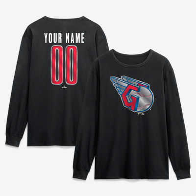 Cleveland Guardians  Forged Mascot Personalized Name & Number Long Sleeve T-Shirt - Black