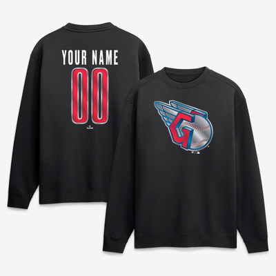 Cleveland Guardians  Forged Mascot Personalized Name & Number Sweatshirt - Black