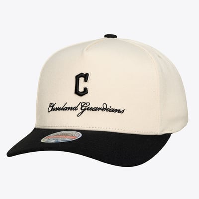 Cleveland Guardians Mitchell & Ness Flawless Stretch-Snap Hat - Cream/Black