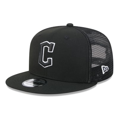 Cleveland Guardians New Era 9FIFTY Adjustable Trucker Hat - Black