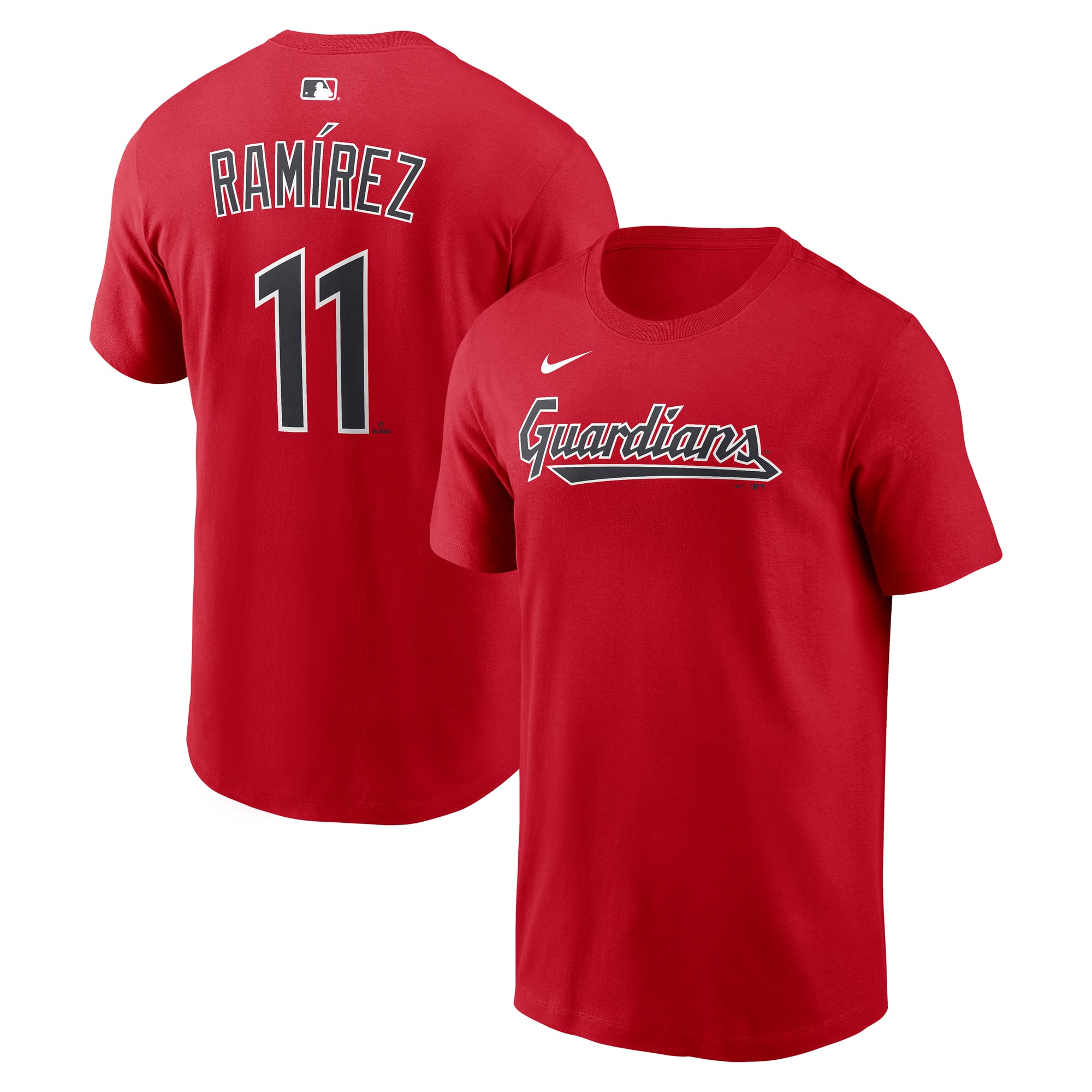 Men's Cleveland Guardians José Ramírez Nike Red Name & Number T-Shirt