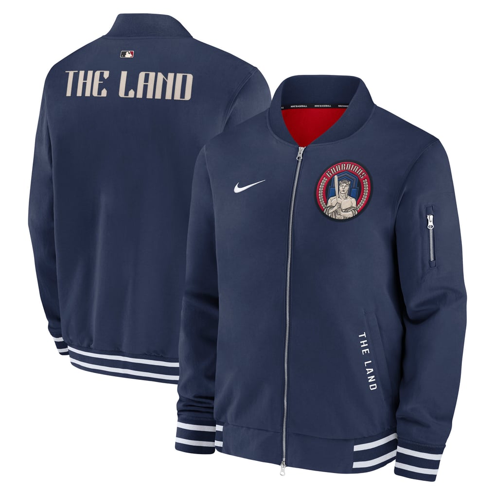  Cleveland Guardians Nike Authentic Collection City Connect Full-Zip Bomber Jacket - Navy