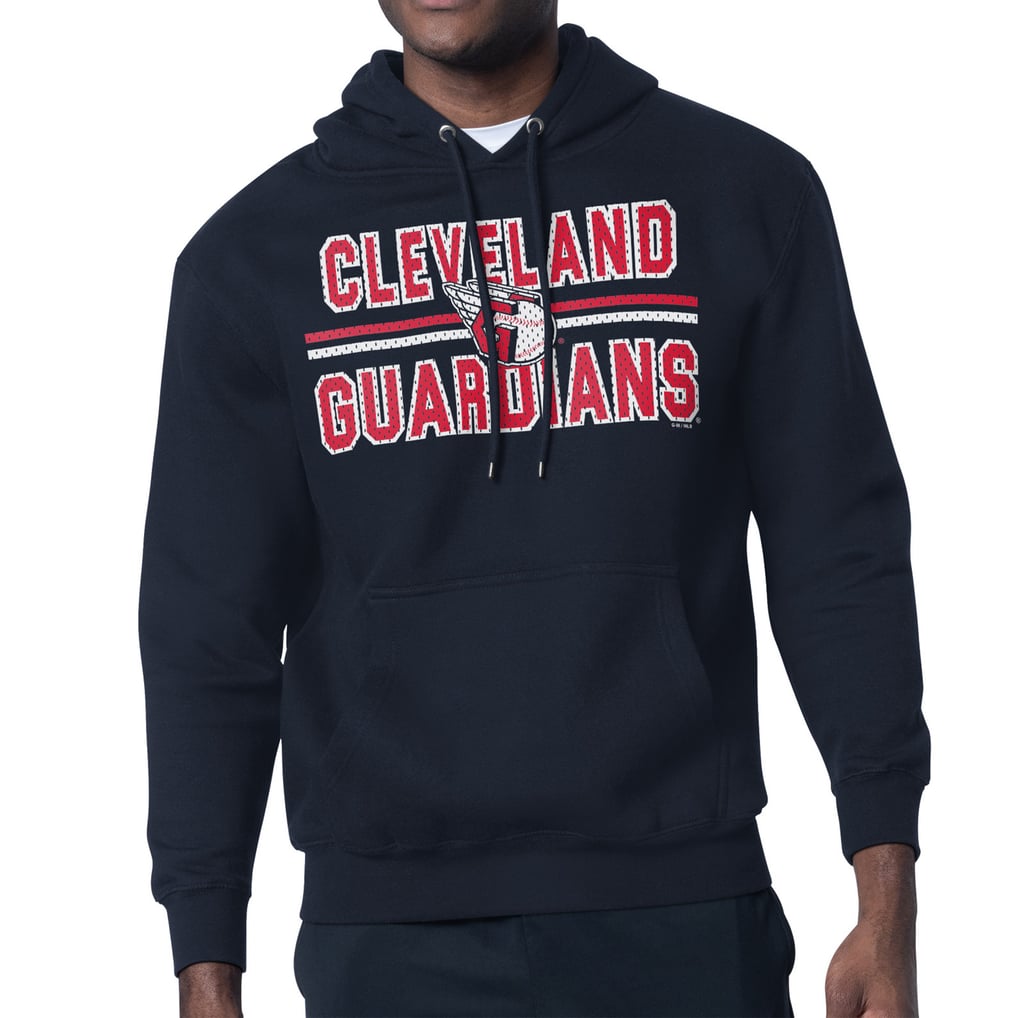 Cleveland Guardians Starter Team Mesh Print Graphic Pullover Hoodie - Navy
