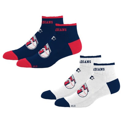  Cleveland Guardians Starter Unisex Two-Pack Front & Center Quarter Length Socks
