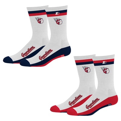  Cleveland Guardians Starter Unisex Two-Pack Stripe Top End Crew Socks