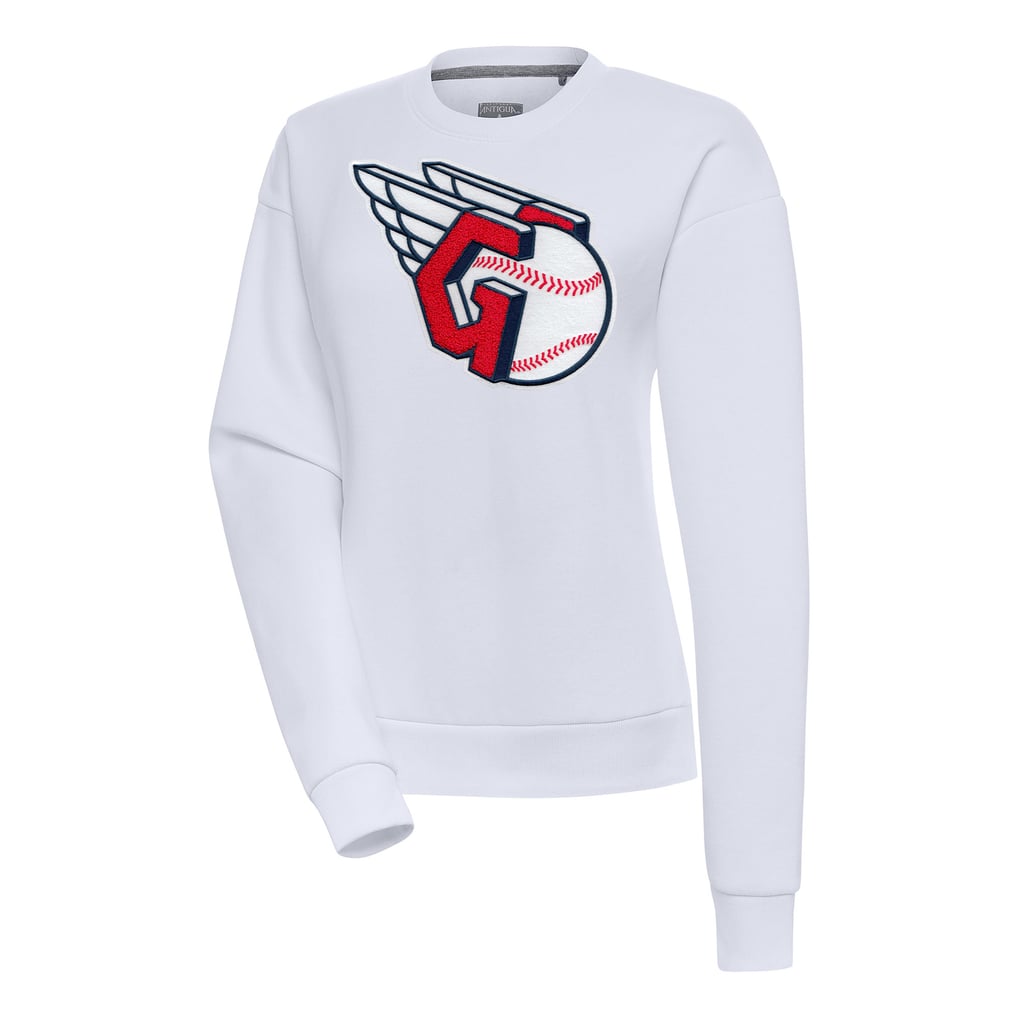  Cleveland Guardians Antigua Women's Victory Chenille Pullover Sweatshirt - White
