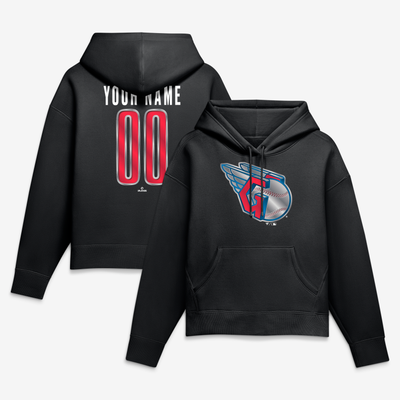 Cleveland Guardians Women's Forged Mascot Personalized Name & Number Hoodie - Black